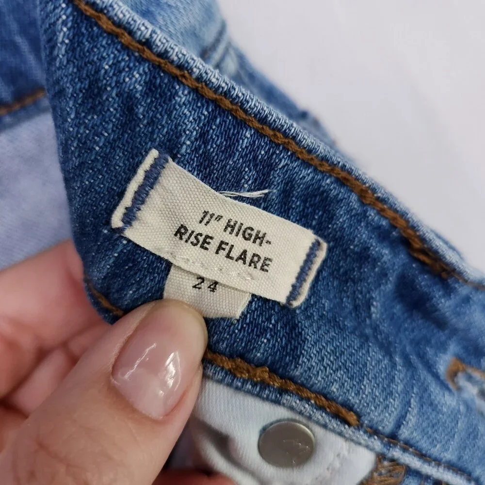 Madewell Jeans 11" High-Rise Flare Women's Size 24 Medium Wash Stretch - Picture 11 of 14